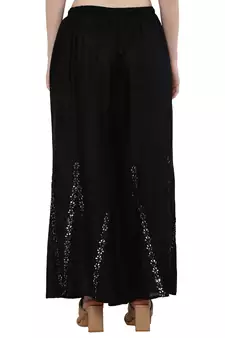Women Black Solid Stone Work Plazzo/Plazo with Elastic Drawstring (Free Size)