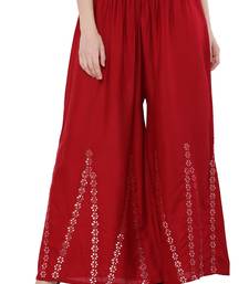 Women Maroon Solid Stone Work Plazzo/Plazo with Elastic Drawstring (Free Size)