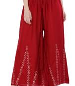 Women Maroon Solid Stone Work Plazzo/Plazo with Elastic Drawstring (Free Size)