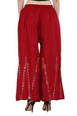 Women Maroon Solid Stone Work Plazzo/Plazo with Elastic Drawstring (Free Size) 4