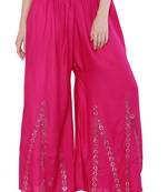 Women Pink Solid Stone Work Plazzo/Plazo with Elastic Drawstring (Free Size)