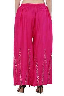 Women Pink Solid Stone Work Plazzo/Plazo with Elastic Drawstring (Free Size) 4