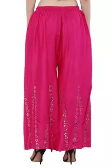 Women Pink Solid Stone Work Plazzo/Plazo with Elastic Drawstring (Free Size)