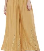 Women Cream Solid Stone Work Plazzo/Plazo with Elastic Drawstring (Free Size)