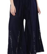 Women Navy Solid Stone Work Plazzo/Plazo with Elastic Drawstring (Free Size)