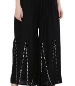 Women Black Solid Stone Work Plazzo/Plazo with Elastic Drawstring (Free Size)