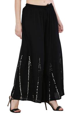 Women Black Solid Stone Work Plazzo/Plazo with Elastic Drawstring (Free Size) 2