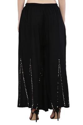Women Black Solid Stone Work Plazzo/Plazo with Elastic Drawstring (Free Size) 4