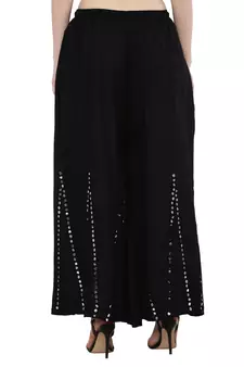 Women Black Solid Stone Work Plazzo/Plazo with Elastic Drawstring (Free Size)