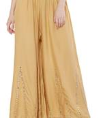 Women Cream Solid Stone Work Plazzo/Plazo with Elastic Drawstring (Free Size)