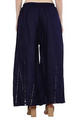 Women Navy Solid Stone Work Plazzo/Plazo with Elastic Drawstring (Free Size) 4