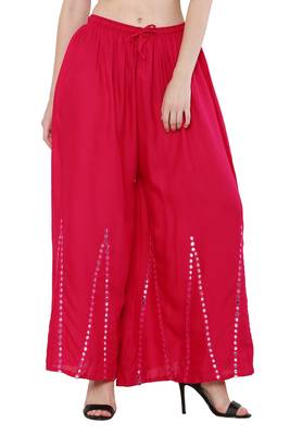 Women Pink Solid Stone Work Plazzo/Plazo with Elastic Drawstring (Free Size) 1