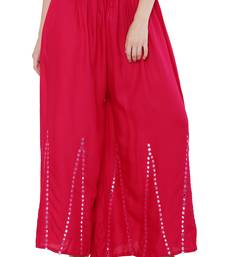 Women Pink Solid Stone Work Plazzo/Plazo with Elastic Drawstring (Free Size)