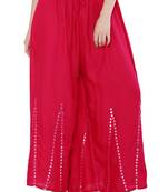 Women Pink Solid Stone Work Plazzo/Plazo with Elastic Drawstring (Free Size)