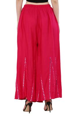 Women Pink Solid Stone Work Plazzo/Plazo with Elastic Drawstring (Free Size) 4