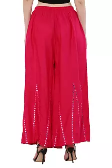 Women Pink Solid Stone Work Plazzo/Plazo with Elastic Drawstring (Free Size)