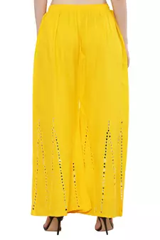 Women Yellow Solid Stone Work Plazzo/Plazo with Elastic Drawstring (Free Size)