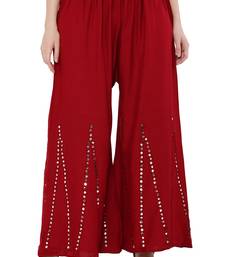 Women Maroon Solid Stone Work Plazzo/Plazo with Elastic Drawstring (Free Size)