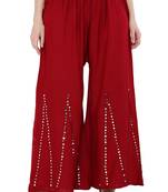 Women Maroon Solid Stone Work Plazzo/Plazo with Elastic Drawstring (Free Size)