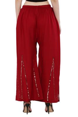 Women Maroon Solid Stone Work Plazzo/Plazo with Elastic Drawstring (Free Size) 4