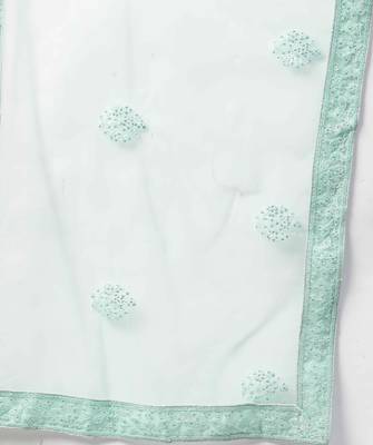 SHUBHKALA Light Green Dori Embroidered Net Semi Stitched Lehenga & Unstitched Blouse With Dupatta 5