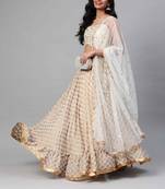 SHUBHKALA Off White Dori Embroidered Viscose Silk Semi Stitched Lehenga & Unstitched Blouse With Dupatta