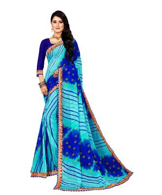 Aruna Sarees Striped Leheria Georgette Saree 1