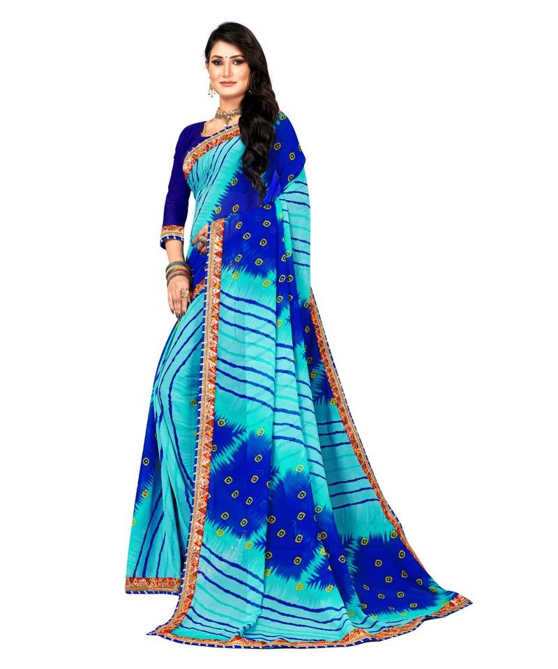 Aruna Sarees Striped Leheria Georgette Saree