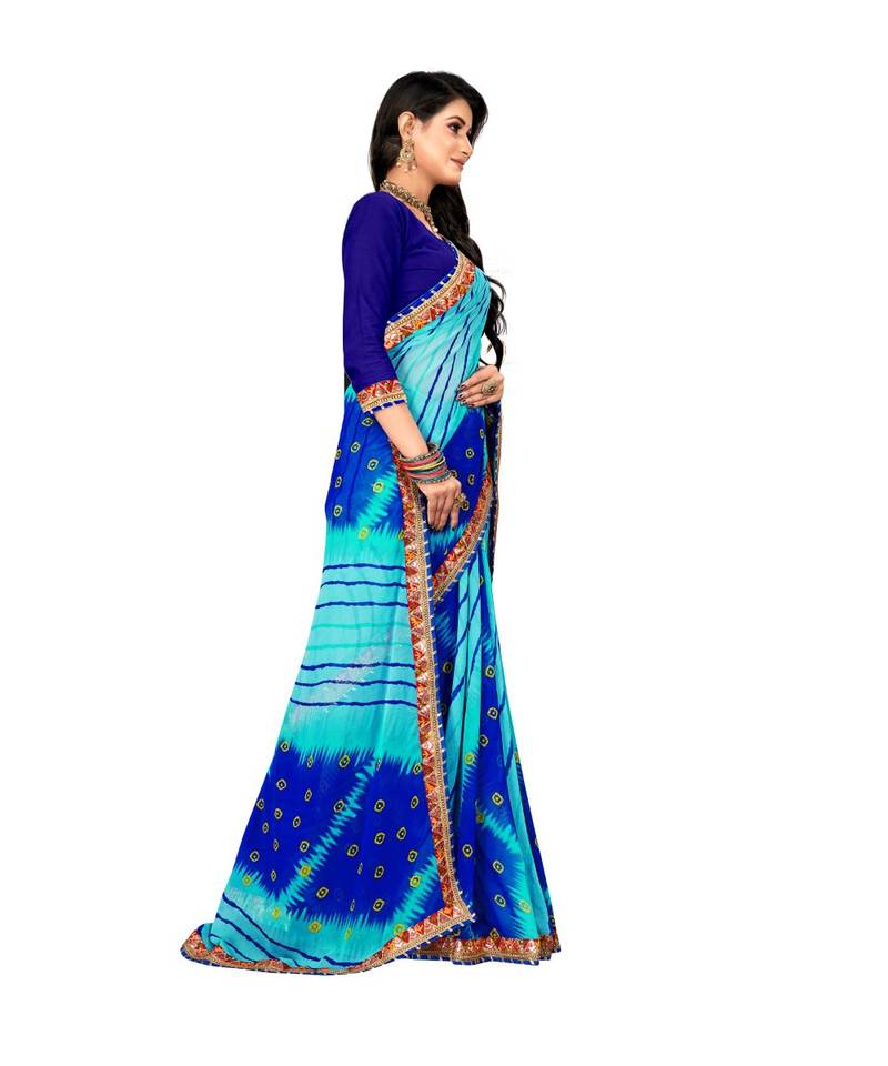 Aruna Sarees Striped Leheria Georgette Saree