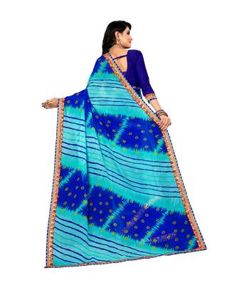 Aruna Sarees Striped Leheria Georgette Saree 4