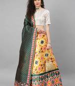 SHUBHKALA YELLOW DIGITAL PRINTED ART SILK BRIDAL LEHENGA & Unstitched Blouse With Dupatta