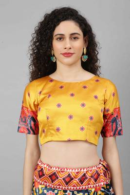 SHUBHKALA BLUE DIGITAL PRINTED ART SILK BRIDAL LEHENGA & Unstitched Blouse With Dupatta 5