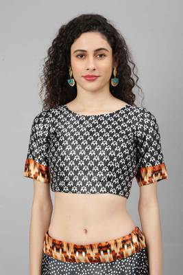 SHUBHKALA BLACK DIGITAL PRINTED ART SILK BRIDAL LEHENGA & Unstitched Blouse With Dupatta 5