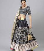SHUBHKALA MULTICOLOR DIGITAL PRINTED ART SILK BRIDAL LEHENGA & Unstitched Blouse With Dupatta