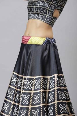 SHUBHKALA MULTICOLOR DIGITAL PRINTED ART SILK BRIDAL LEHENGA & Unstitched Blouse With Dupatta 5