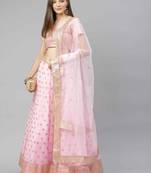 Shubhkala Pleasant Pink Sequins Embroidered Net Semi Stitched Lehenga Choli