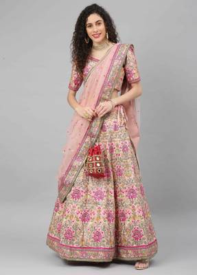 Shubhkala Captivating Baby Pink Dori Zari And Thread Embroidered Silk Bridal Lehenga 1