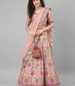 Shubhkala Captivating Baby Pink Dori Zari And Thread Embroidered Silk Bridal Lehenga