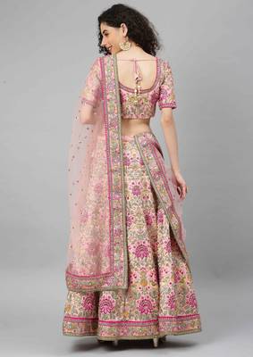 Shubhkala Captivating Baby Pink Dori Zari And Thread Embroidered Silk Bridal Lehenga 2