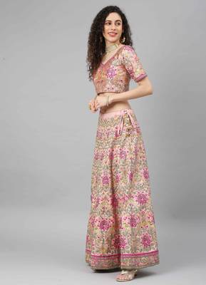 Shubhkala Captivating Baby Pink Dori Zari And Thread Embroidered Silk Bridal Lehenga 3