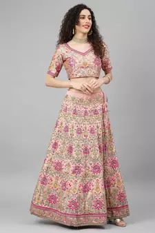 Shubhkala Captivating Baby Pink Dori Zari And Thread Embroidered Silk Bridal Lehenga