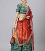 Shubhkala Eye Catching Yellow Embroidered Banarasi Silk Semi Stitched Lehenga With Dupatta