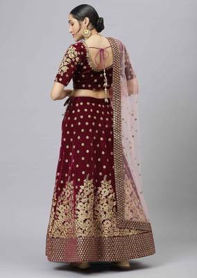 Shubhkala Green & Orange Colored Dori Zari And Sequins Embroidered & Digital Floral Printed Organza Wedding Lehenga 2