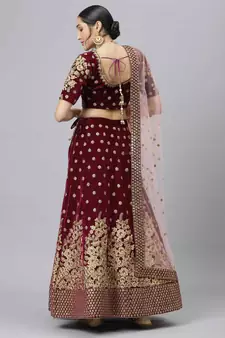 Shubhkala Green & Orange Colored Dori Zari And Sequins Embroidered & Digital Floral Printed Organza Wedding Lehenga
