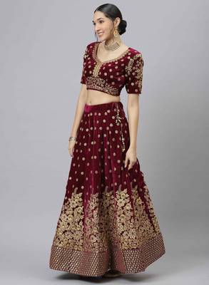 Shubhkala Green & Orange Colored Dori Zari And Sequins Embroidered & Digital Floral Printed Organza Wedding Lehenga 3