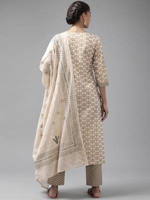 Beige embroidered cotton ethnic-kurtis 3
