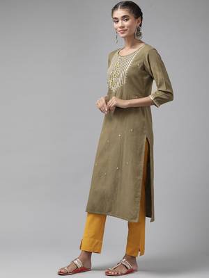 Grey embroidered cotton kurtas-and-kurtis 2