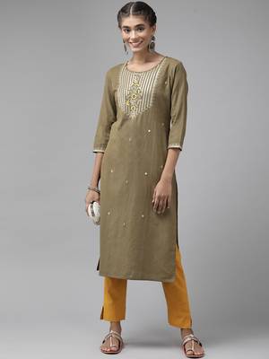 Grey embroidered cotton kurtas-and-kurtis 5
