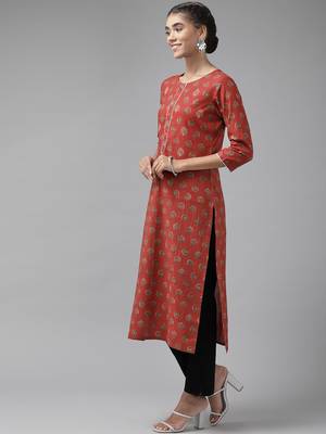 Red embroidered cotton kurtas-and-kurtis 2