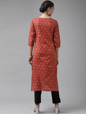 Red embroidered cotton kurtas-and-kurtis 3